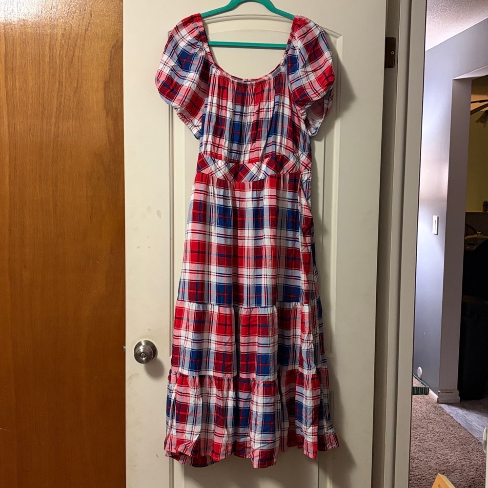Torrid Red and Blue Plaid Long Dress Size 1